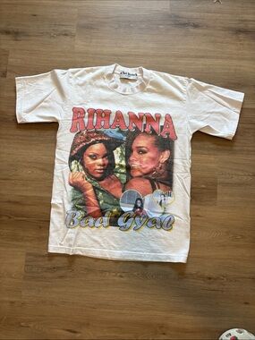 Rihanna White 'Bad Gyal' Graphic Tee